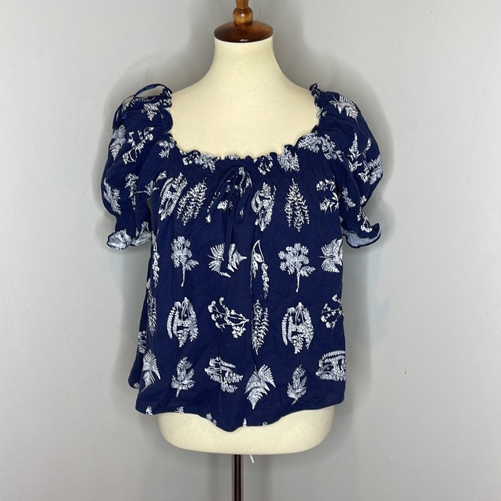 Pomander Place‎ Beaufort Botanical Blue & White Blouse